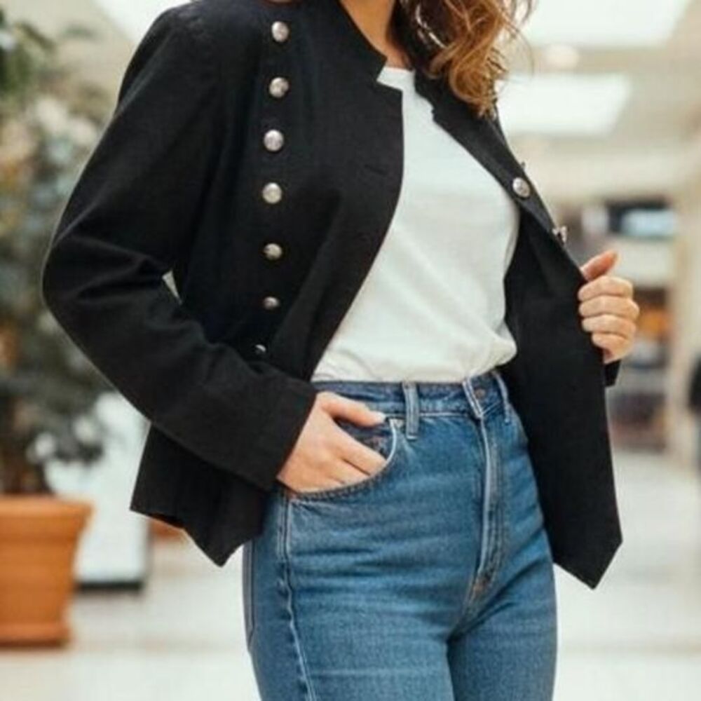 Vintage 80s/90s Military Style Blazer Black medium, academa goth Indie style